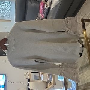 Gray Ribbed Bell Sleeve Top